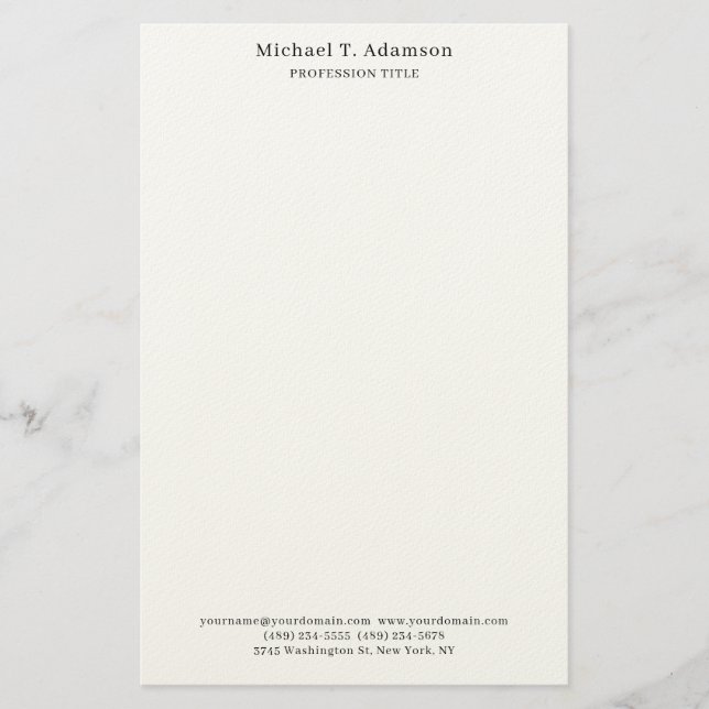 Papelería Estilo Retro Elegante Plano Simple Blanco (Anverso)