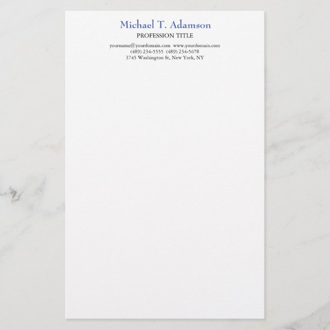 Papelería Estilo Retro Elegante Plata Blanco Simple (Anverso)