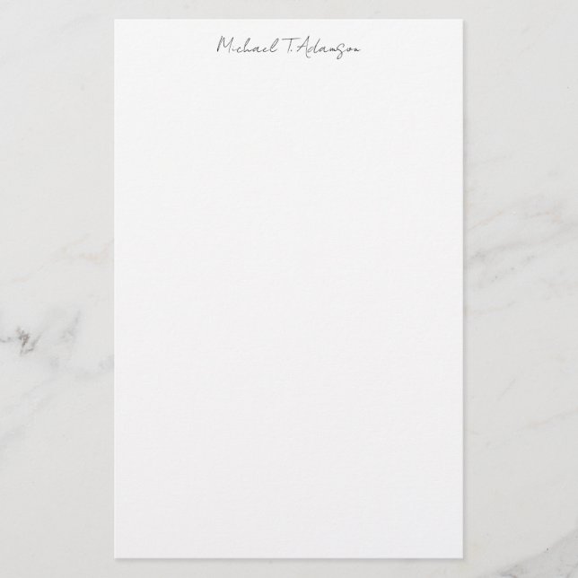 Papelería Estilo Retro Elegante Plata Simple Caligrafía Blan (Anverso)