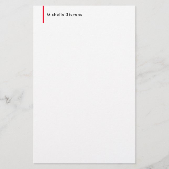 Papelería Estilo Simple Plano Negro & Blanco Rojo Minimalist (Anverso)