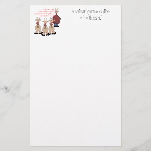 Papelería Estimada camisa de Santa del reno (Anverso)