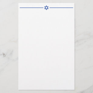 Papelería Estrella de David Israel blanco azul 5,5 x 8,5 "