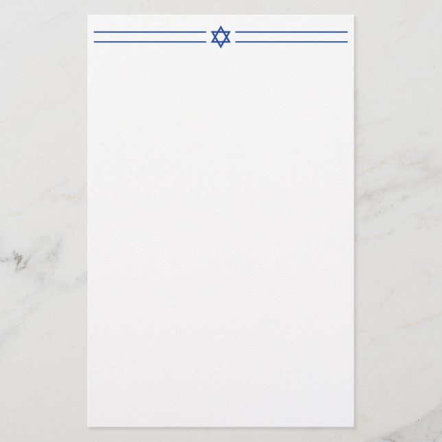 Papelería Estrella de David Israel Blue White Blank 5.5 x 8. (Anverso)