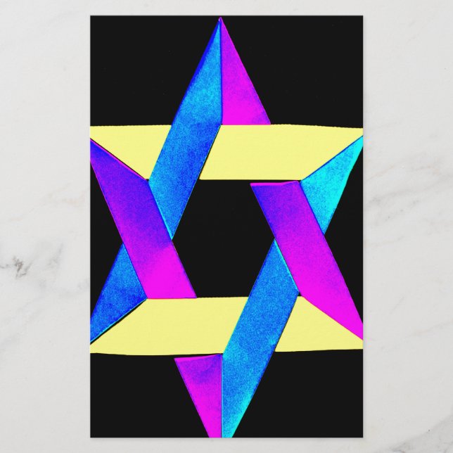Papelería Estrella de David Multicolor Divertida (Anverso)
