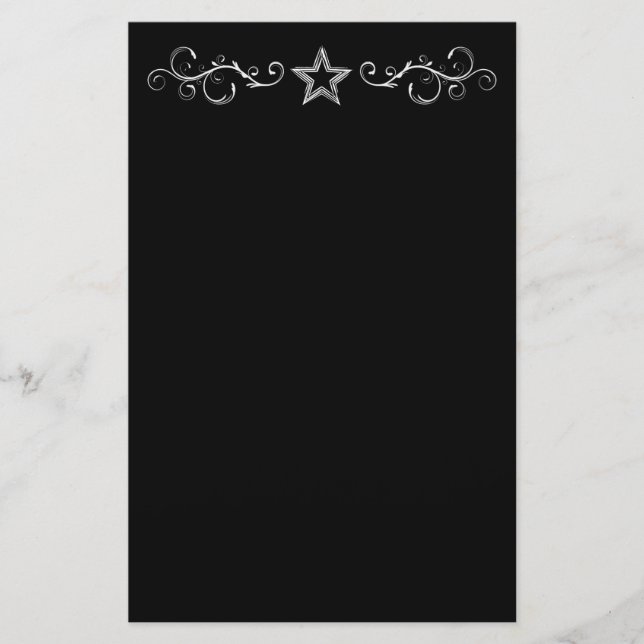 Papelería +{ Estrella decorativa }+ Negro (Anverso)