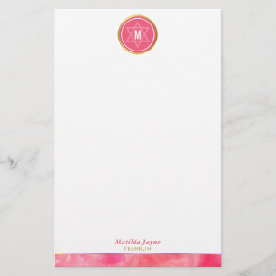 Papelería Estrella judía MONOGRAM en bloque negrita coral ro