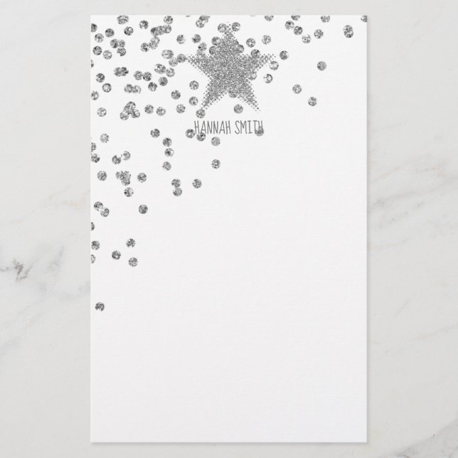 Papelería Estrellas de plata espartana personalizadas (Anverso)