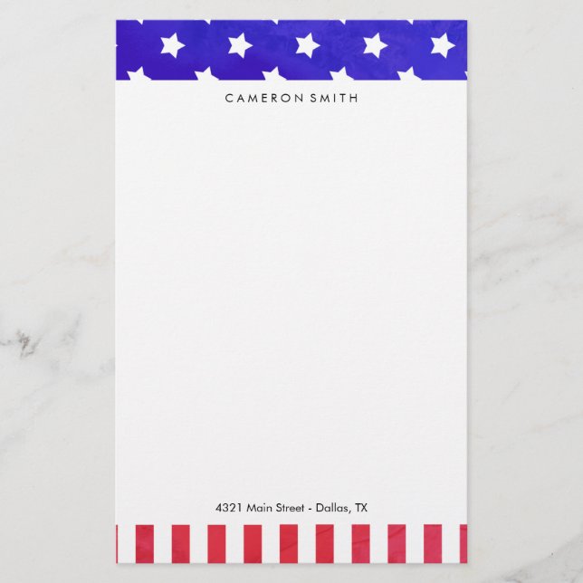 Papelería Estrellas y tiras - Nombre personalizado (Anverso)