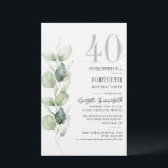 Papelería Eucalyptus Foliage 40.º Fiesta de cumpleaños<br><div class="desc">Crea tus propias invitaciones de cumpleaños fácilmente usando nuestra plantilla de Eucalyptus Greenery Watercolor con presupuesto haciendo clic en el botón "Personalizar". Perfecto para cualquier edad y fácilmente se puede reutilizar para otros eventos especiales al hacer clic en la "Herramienta de edición con diseño"</div>