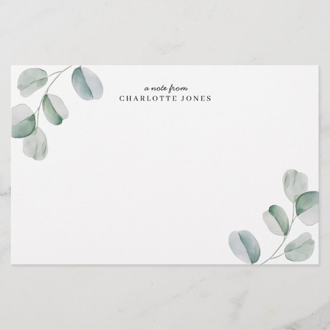 Papelería Eucalyptus Personalized Note Card (Anverso)