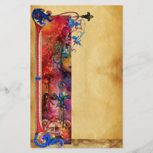 PAPELERÍA EXCALIBUR .ANTIQUE PARCHE FLORAL AZUL ROJO