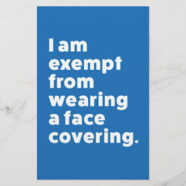 Papelería Exención de usar un recubrimiento facial