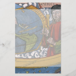 Papelería Explorador de Amerigo Vespucci en un mapa de Améri