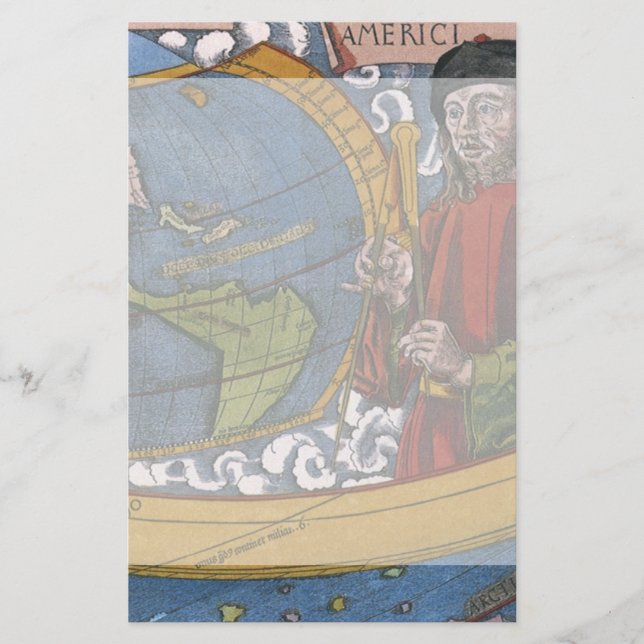 Papelería Explorador de Amerigo Vespucci en un mapa de Améri (Anverso)