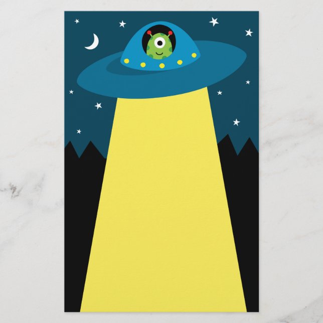 Papelería Extranjero lindo en niños de la nave espacial del (Anverso)