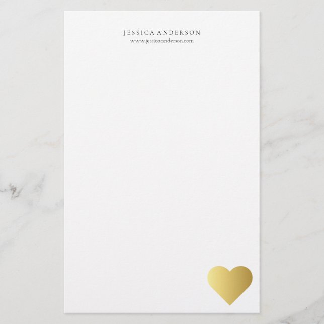 Papelería Falso corazón elegante del oro personalizado (Anverso)