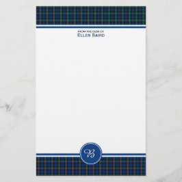 Papelería Familia Baird Tartán Blue and Green Plaid Monogram
