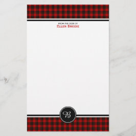 Papelería Familia Brodie Monograma Tartán rojo y negro