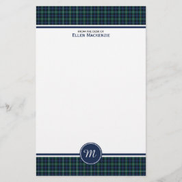 Papelería Familia Campbell Tartán Marina Blue Plaid Monogram