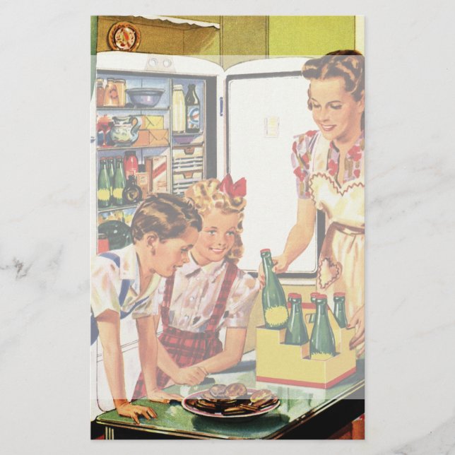 Papelería Familia ventilado, mamá con niños, bocadillos en c (Anverso)