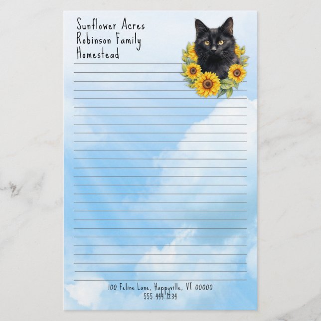 Papelería Farm Cat Sunflowers Lining Business (Anverso)