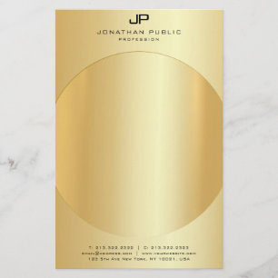 Papelería Faux Gold Elegant Monograma Moderno Template
