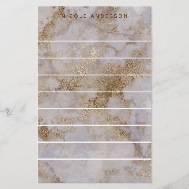 Papelería Faux Gold Marble Swirl Moda personalizada (Anverso)