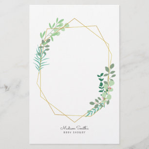 Papelería Favor del partido Baby Shower geométrico y verde