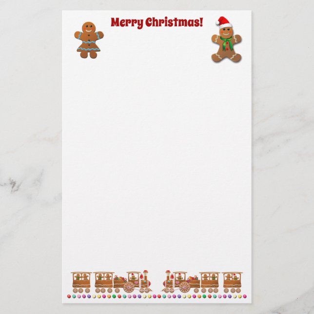 Papelería Felices Cookies De Gingerbread Con Tren De Navidad (Anverso)