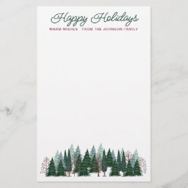 Papelería Felices Fiestas de los árboles del bosque rústico