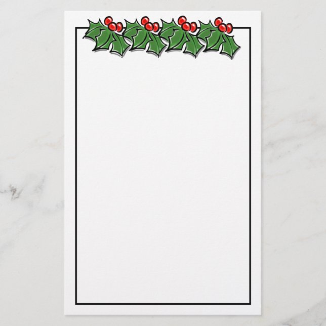Papelería Felices fiestas Holly Sprigs, vegetación Navidad (Anverso)