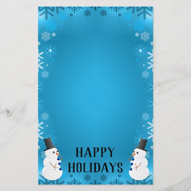 Papelería Felices vacaciones Snowmen (Anverso)