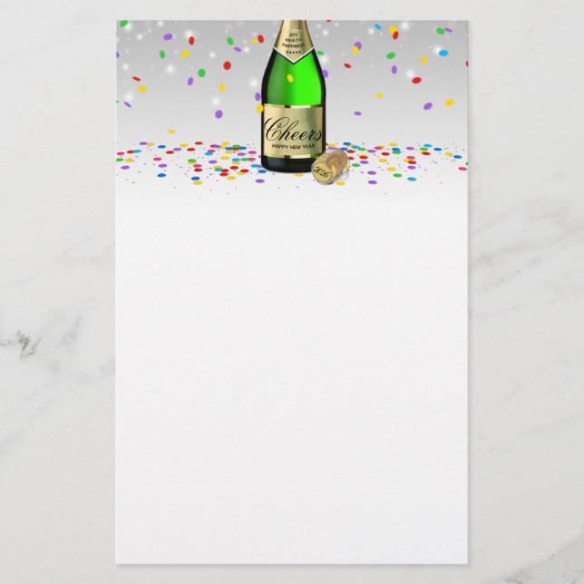 Papelería Feliz Año Nuevo 2022 Frasco de vino esparcido (Anverso)