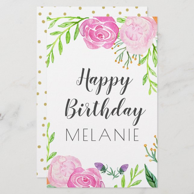 Papelería Feliz cumpleaños (Anverso / Reverso)