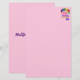 Papelería Feliz cumpleaños colorido Stationery rosa morado