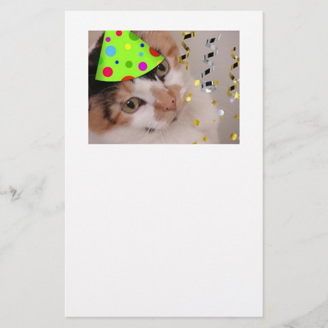 Papelería Feliz cumpleaños Fiesta Calico Cat (Anverso)