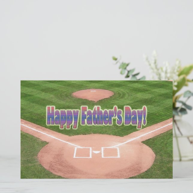 Papelería Feliz Día del Padres, béisbol (Anverso de pie)