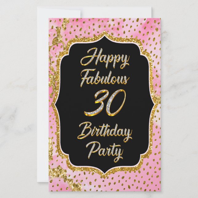 Papelería Feliz fabuloso 30 cumpleaños, Fiesta de invitacion (Anverso)