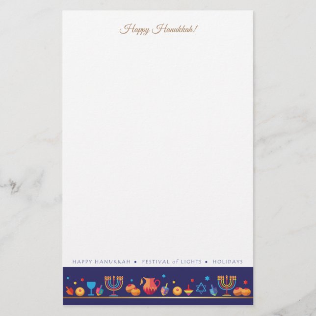 Papelería Feliz Festival Fiesta de las luces de Hanukkah Her (Anverso)