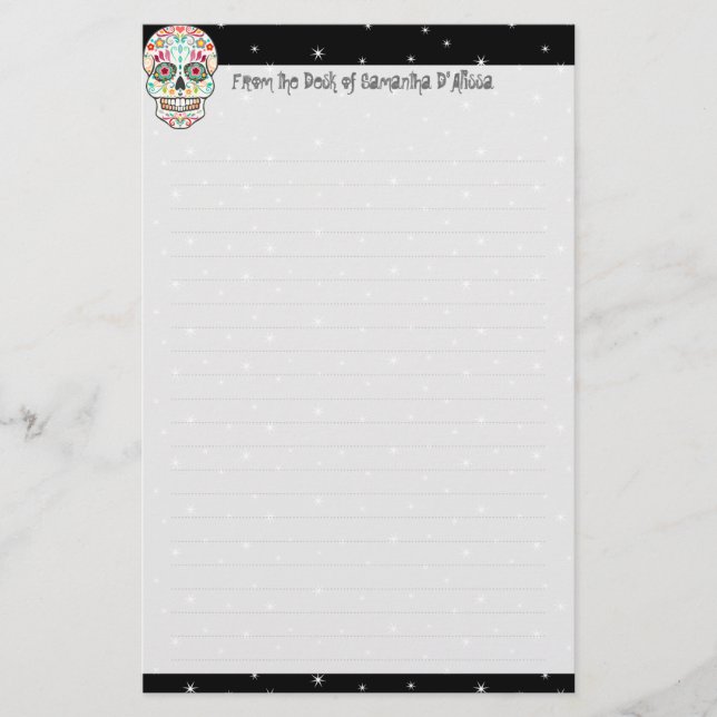 Papelería Feliz Muertos - Estacionamiento de cráneo de azúca (Anverso)