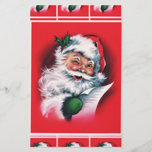 Papelería Feliz Navidad, cosecha, retro, Santa Claus, feliz  (Anverso)