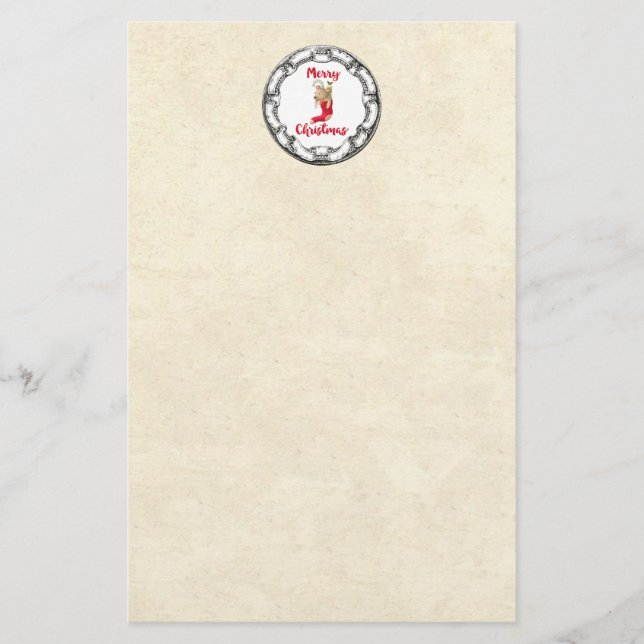 Papelería Feliz Navidad Oso De Teddy En Marco Vintage (Anverso)