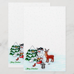 Papelería ¡Feliz Navidad! Snowman con sus amigos