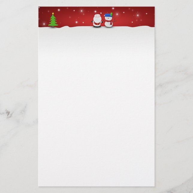 Papelería Feliz Navidad Snowman y Santa (Anverso)