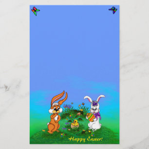 Papelería ¡Feliz Pascua! Conejo con conejo y pollo