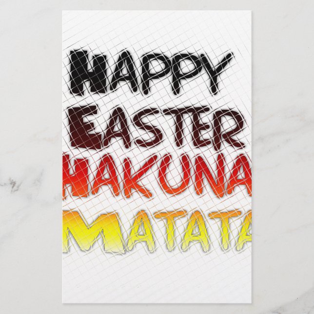 Papelería Feliz Pascua: Diseño de Arte Textual Hakuna Matata (Anverso)
