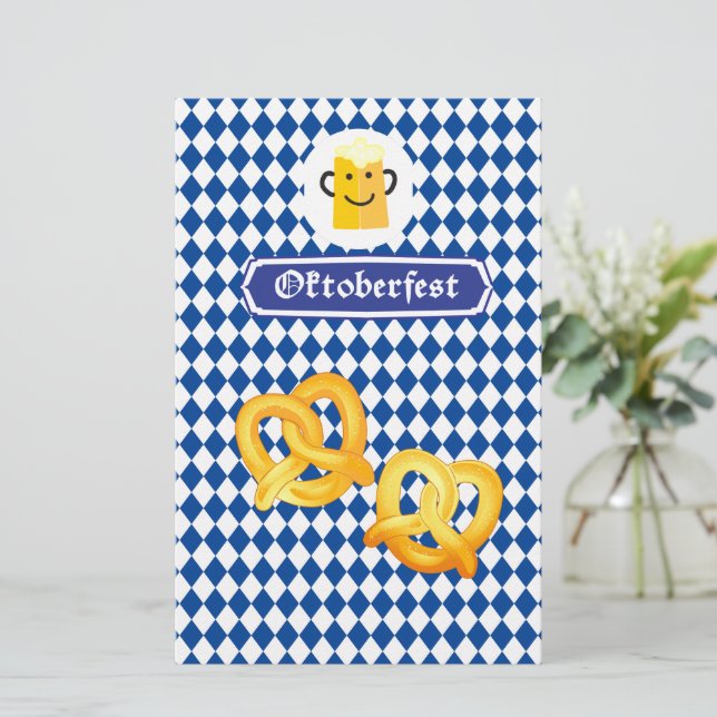Papelería Festival de cerveza OKTOBERFEST Bandera bávara azu (Anverso de pie)