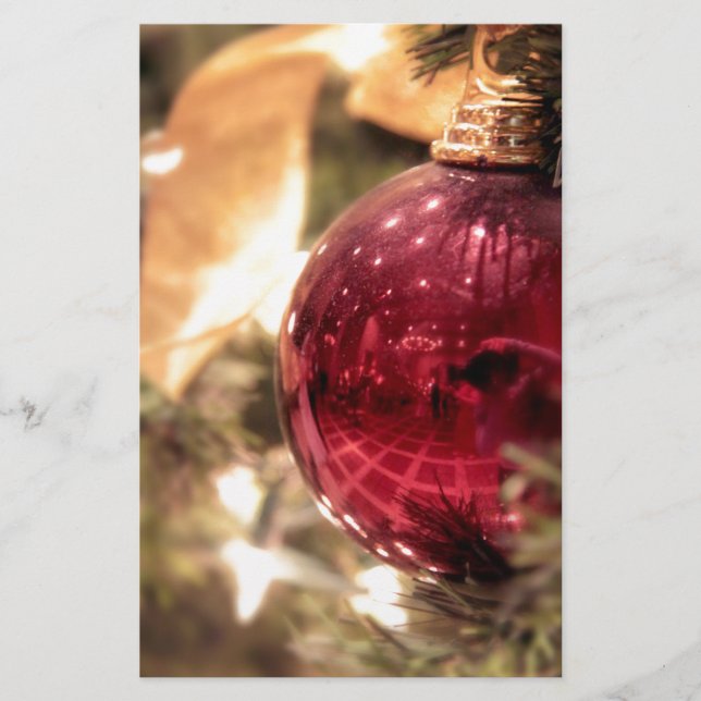 Papelería festividad de adorno de árboles de navidad roja (Anverso)