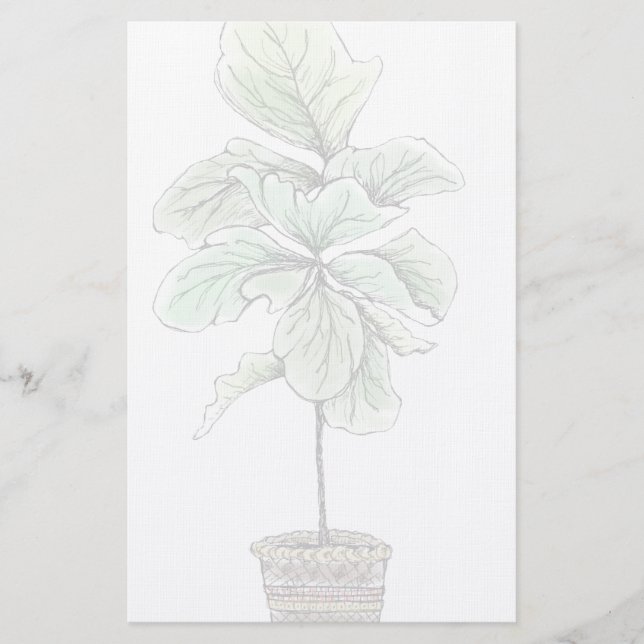 Papelería Fiddleleaf Fig Ilustrado En Blanco (Anverso)
