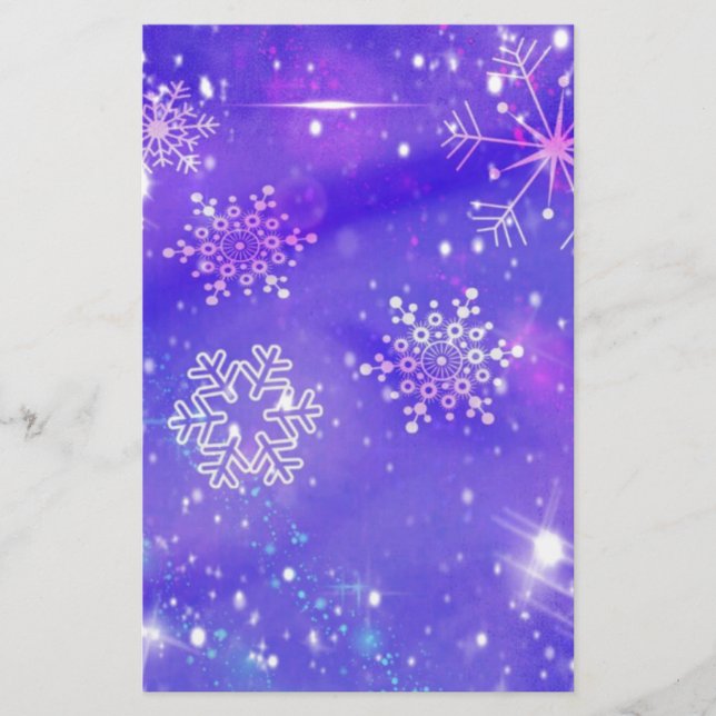 Papelería Fiesta de Navidades de Estrellas de Snowflake Purp (Anverso)